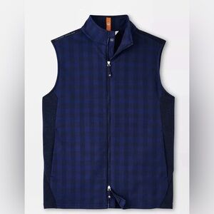 Peter Millar Fuse Elite Performance Flannel Vest Full Zip Navy Blue Large NWT